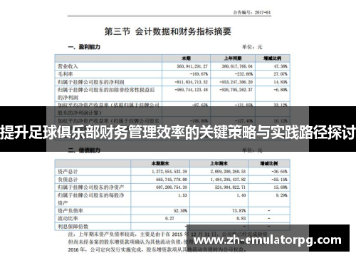 提升足球俱乐部财务管理效率的关键策略与实践路径探讨